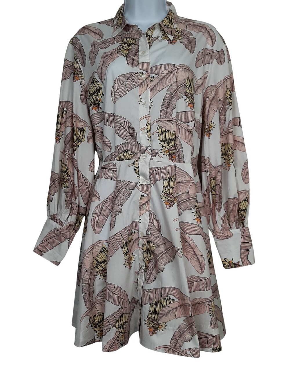 Desmond & Dempsey X H&M Banana Baloon Sleeve Dress Pink Size Small